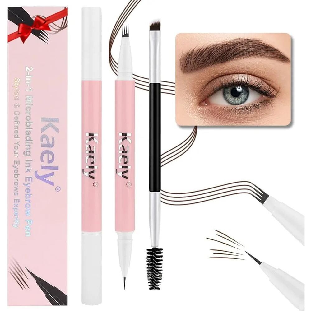 Kaely Dark Brown Microblading Eyebrow Pencil, 2-in-1 Magic Eyebrow Pencil...